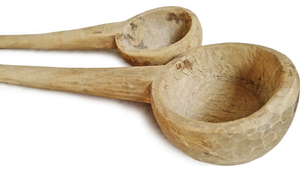 Consigned Old Bleached Wood Indian Spoon