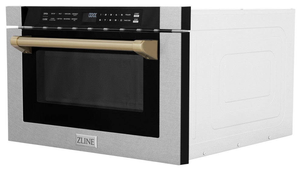 ZLINE Microwave Drawer s, DuraSnow and Champagne Bronze MWDZ-1-SS-H-CB