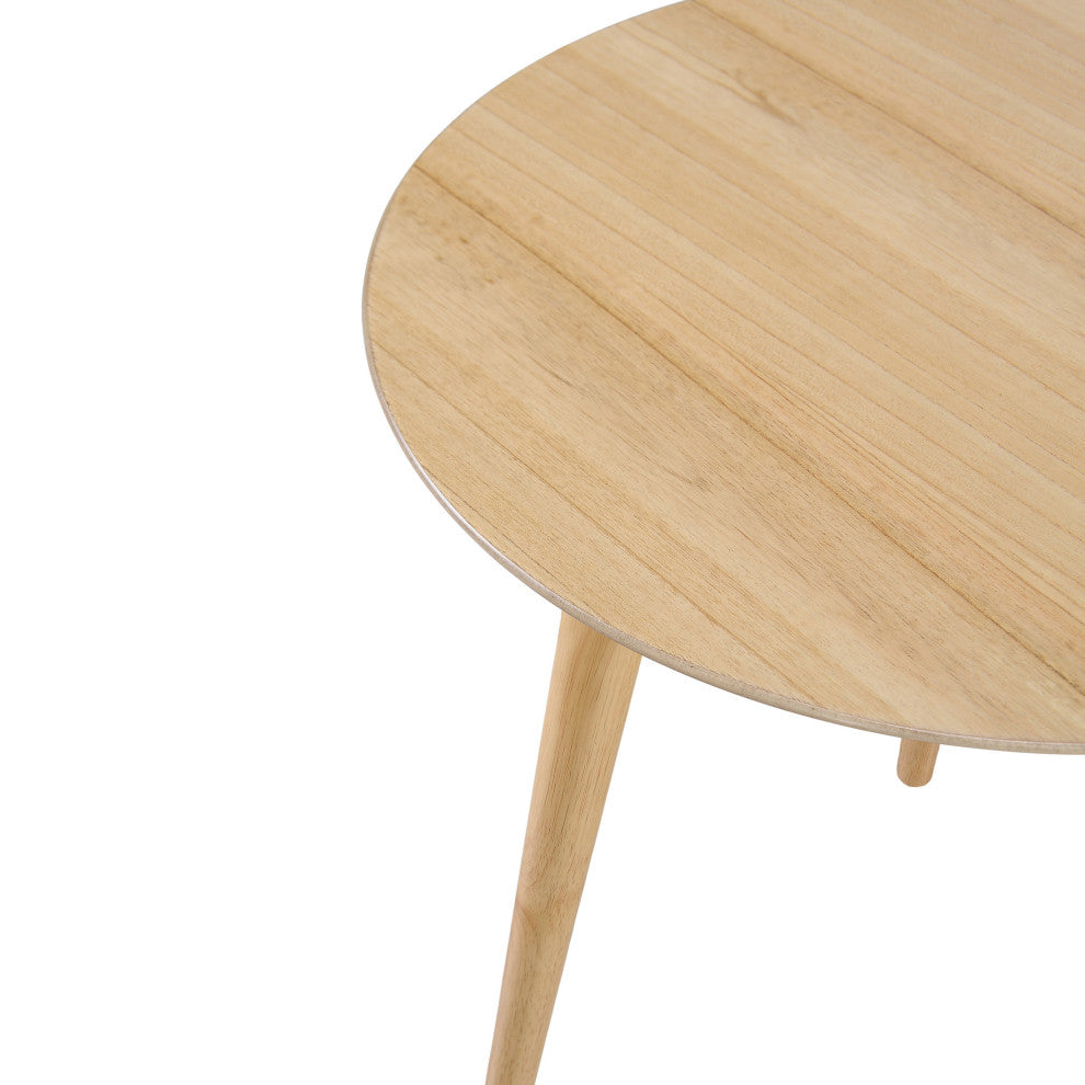 GDF Studio Evangeline Finished Wood End Table With Faux Wood Overlay, Natural Oak
