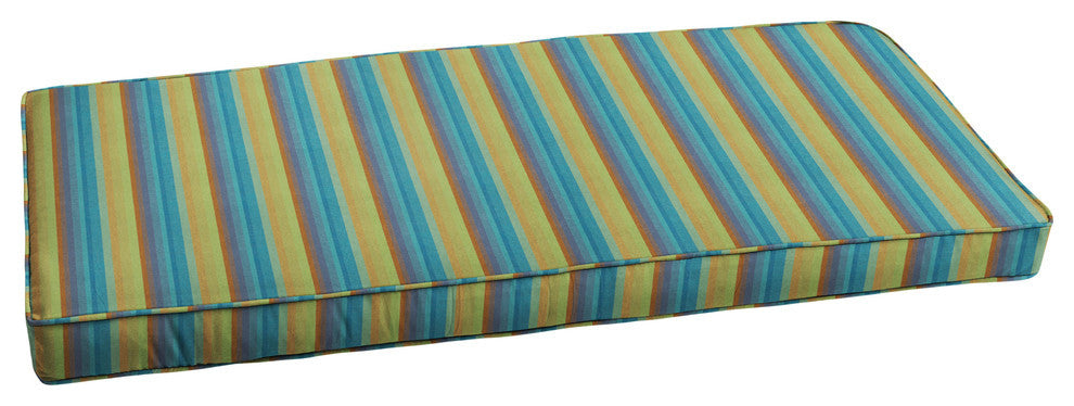 Sunbrella Indoor/Outdoor Blue Stripe Bench Cushion, 55x18, 55x18
