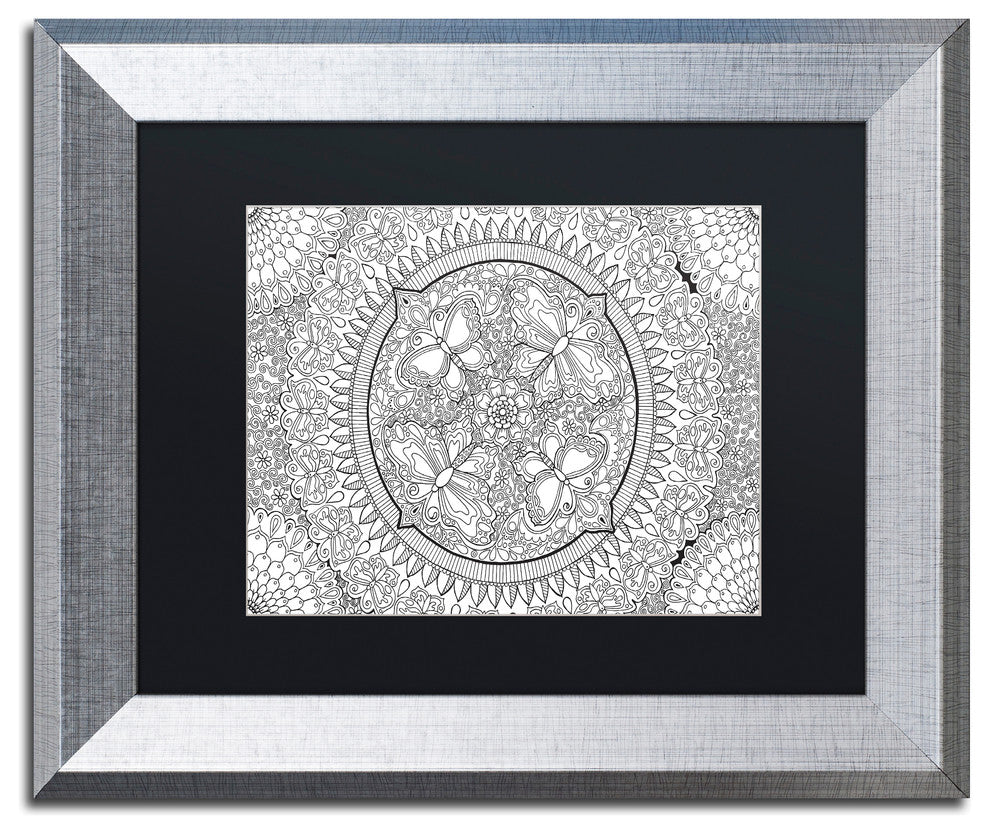 Hello Angel 'Butterfly Party Mandala' Art, Silver Frame, Black Mat, 14x11