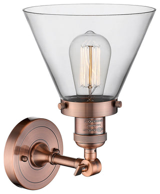 Large Cone 1-Light LED Sconce, Antique Copper, Glass: Clear