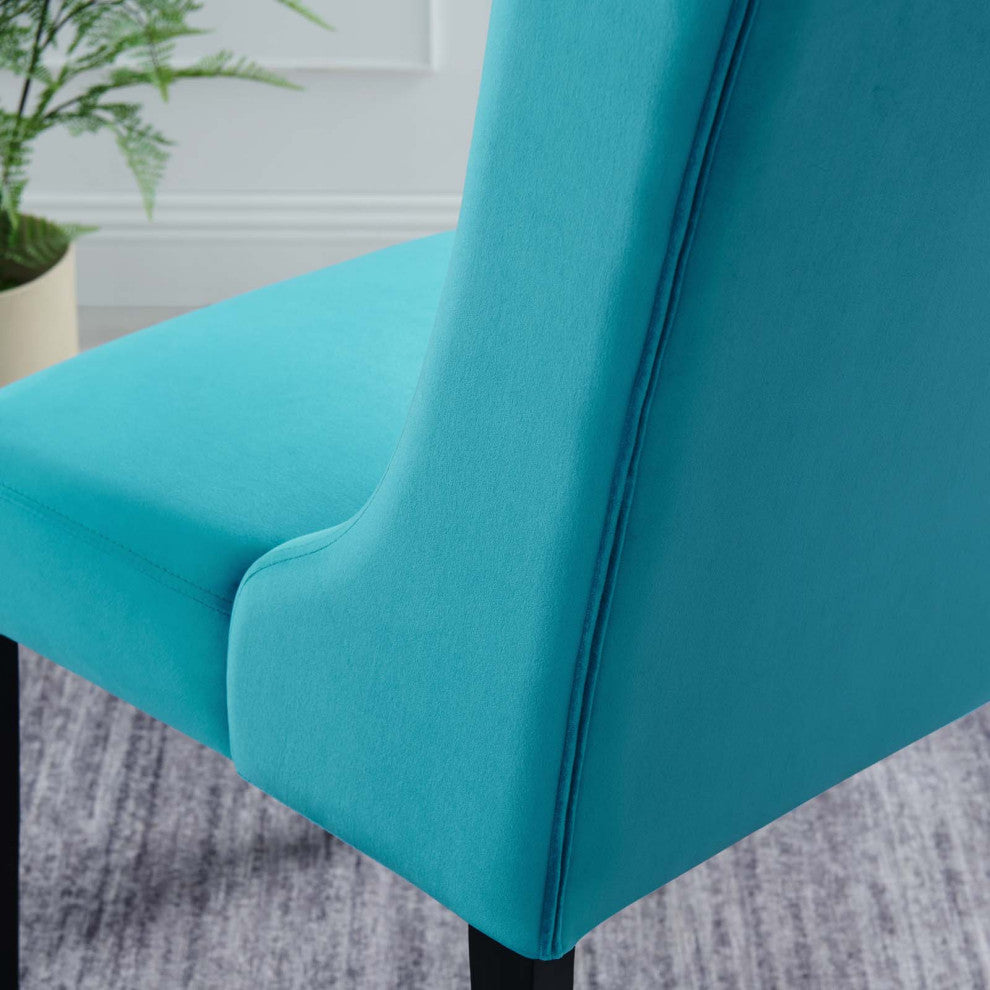 Side Dining Chair, Set of 2, Blue, Velvet, Modern, Cafe Bistro Hospitality