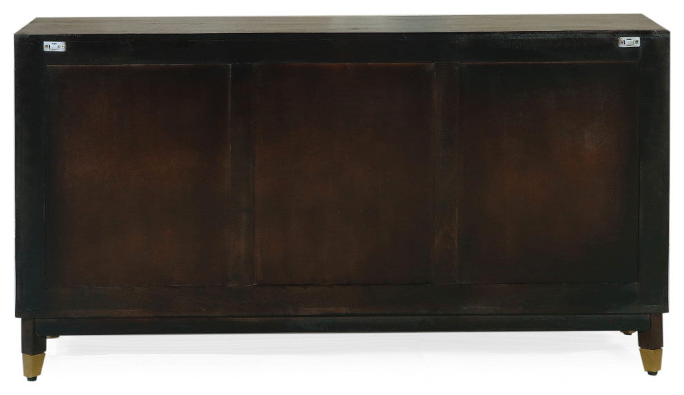 Graniss Boho Handmade Mango Wood 3 Door Sideboard, Walnut and Natural