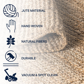 Para Hand Woven Area Rug, Natural, 6' Square