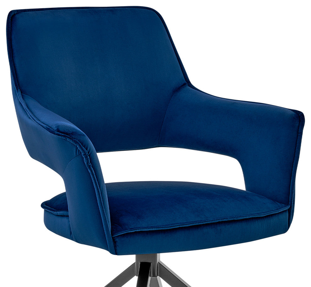 Benzara BM248162 Velvet Upholstered Contemporary Accent Chair, Black and Blue