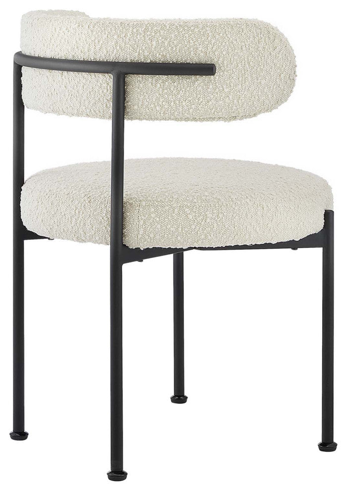 Albie Boucle Fabric Dining Chairs - Set of 2 - Ivory Black