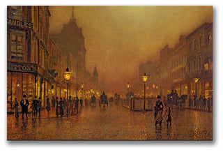 'A Street at Night' Canvas Art by John Grimshaw