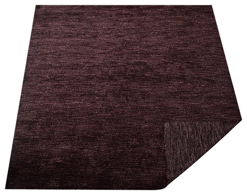 Hand Knotted Loom Silk Mix Area Rugs Solid Brown Beige
