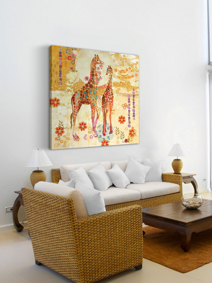"Giraffes" Painting Print on Canvas by Evelia