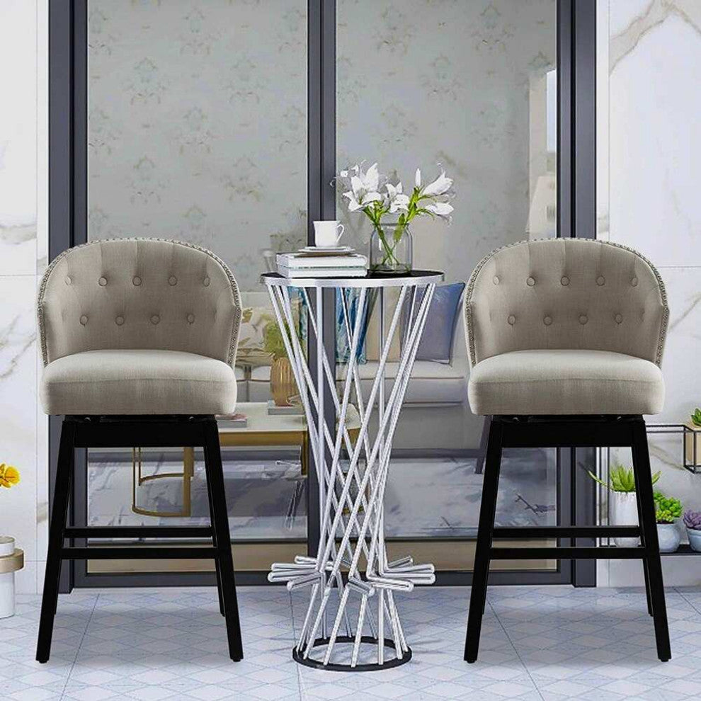 Button Tufted Arm Dining Room Accent Chairs, Set of 2, Tan