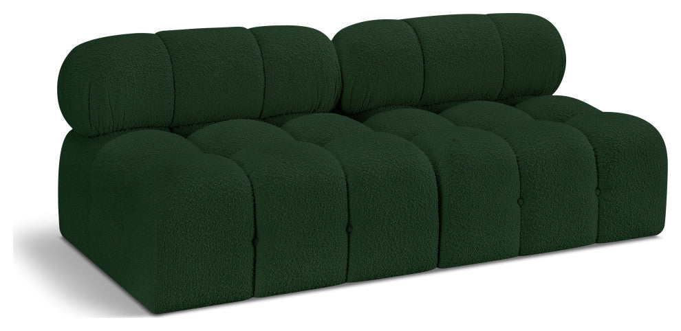 Ames Boucle Fabric Modular Sofa, Green, 2-Piece: 2 Armless Chair