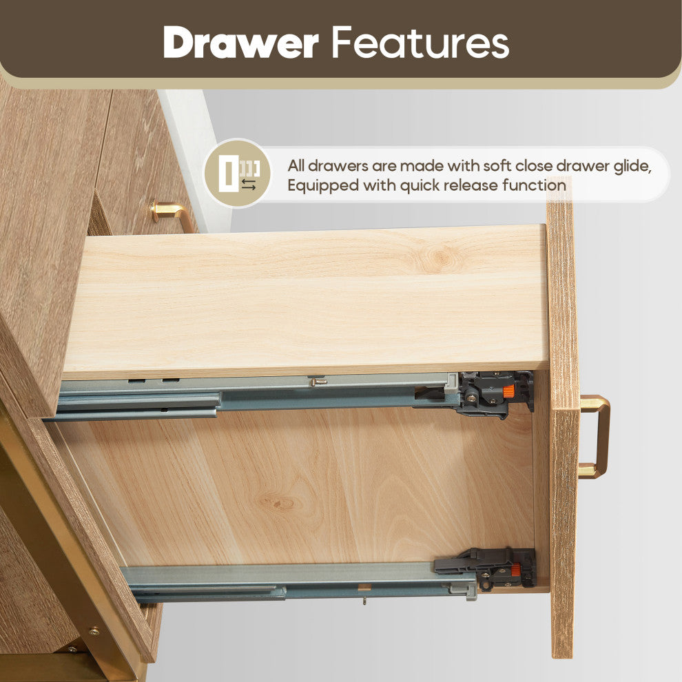 Alistair Vanity, North American Oak With Countertop, 60", With Mirror