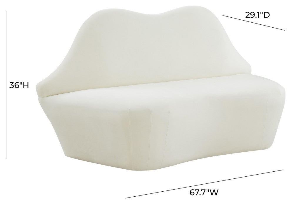 TOV Furniture Lips Cream Velvet Settee