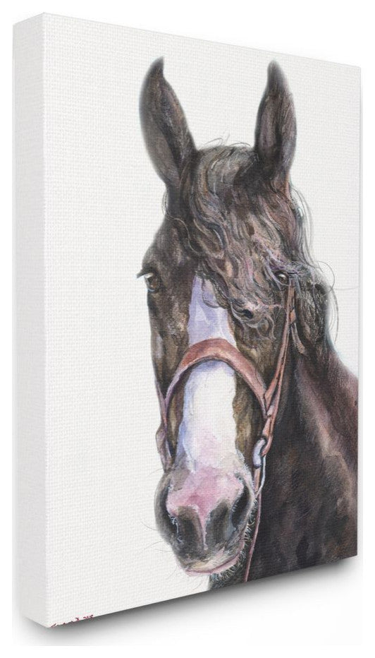 Large Horse Head Animal Watercolor Painting, 24"x30"