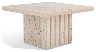 Safavieh Couture Olivia Square Travertine Accent Table Off White