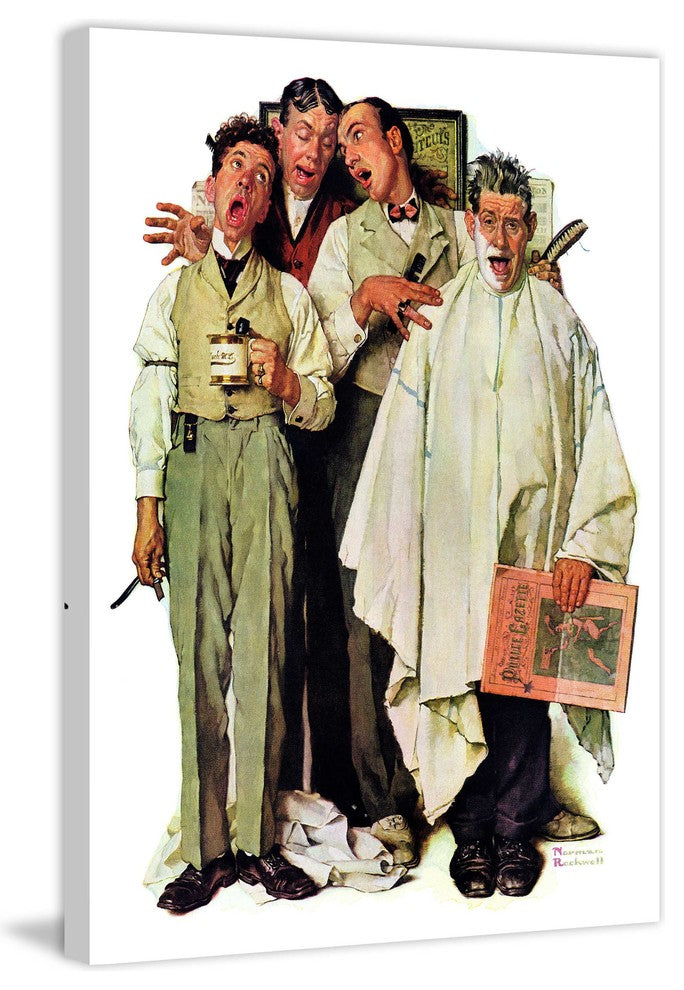 "Barbershop Quartet" Painting Print on Canvas by Norman Rockwell