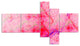 Pink Fractal Electric Lightning, Abstract Art on Canvas, 60"x32", 5 panels
