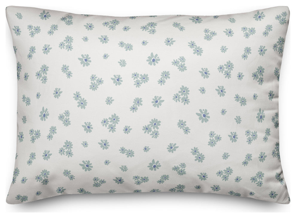 Blue Daisy Pattern 20x14 Spun Poly Pillow