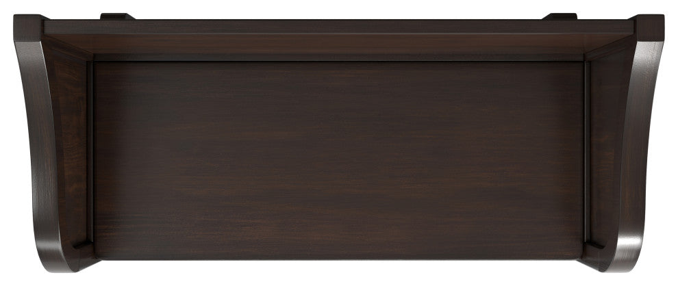 Connaught Solid Wood Entryway Storage Bench With Shelf, Chestnut Brown