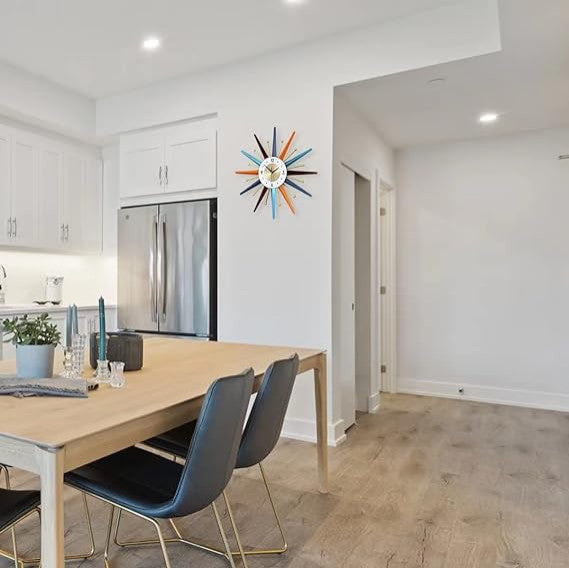 Large Wall Clock 27.5" Mid Century Wall Clock Starburst Clock