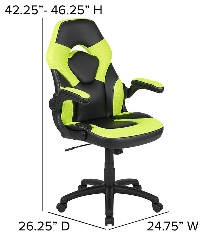 Gaming Desk and Green/Black Racing Chair Set