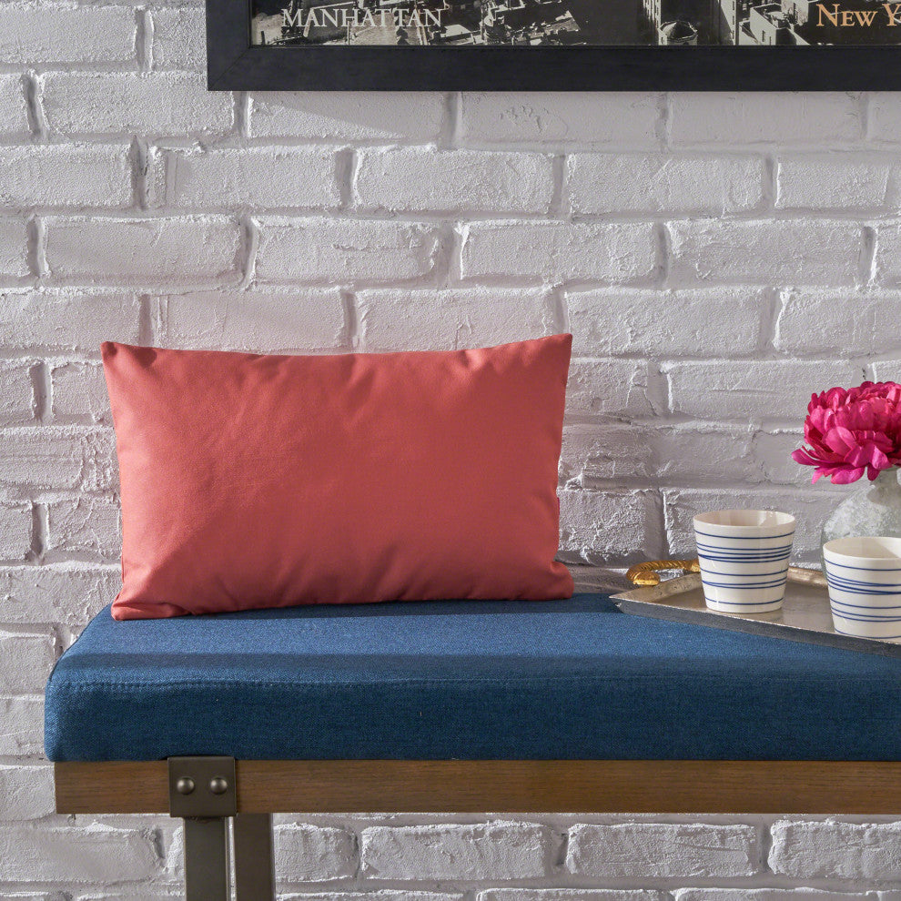GDF Studio Kaffe Indoor Water Resistant Rectangular Throw Pillow, Coral, Single