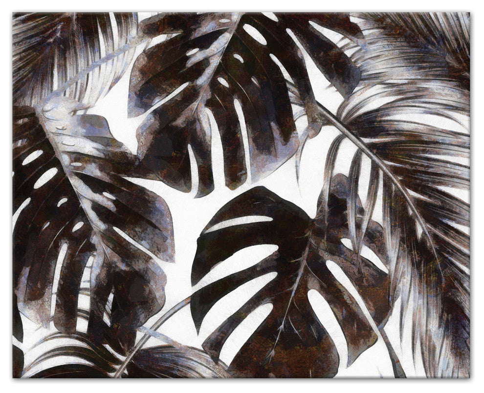 Gray Palm Leaves 16x20 Canvas Wall Art