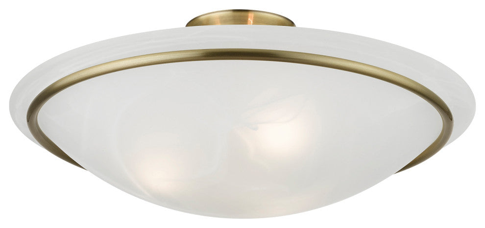 Livex Lighting Antique Brass 3-Light Large Semi-Flush