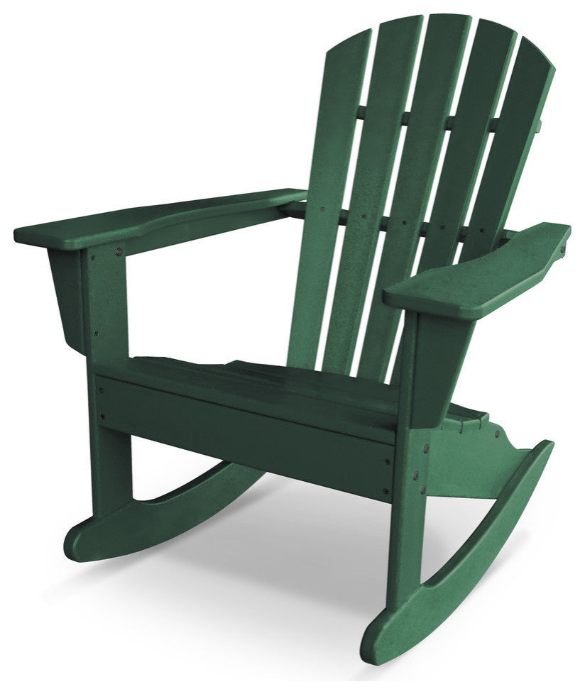 Polywood Palm Coast Adirondack Rocking Chair, Green