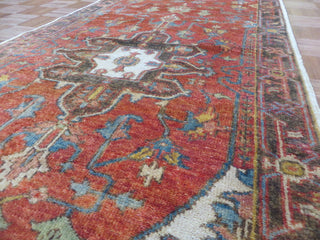 3x10 Runner Hand Knotted Rust Red Antiqued Serapi Heriz Oriental Rug