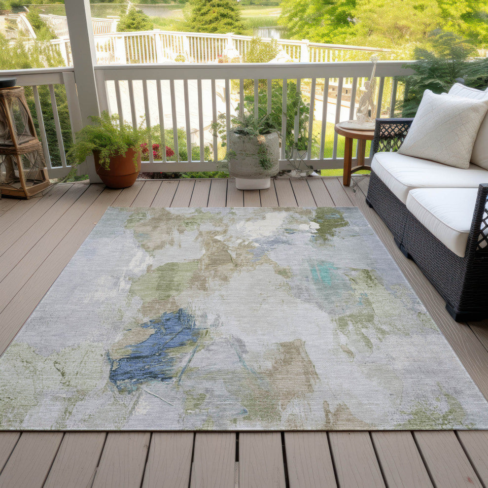 Machine Washable Indoor/Outdoor Chantille ACN1914 Beige 9' x 12' Rug