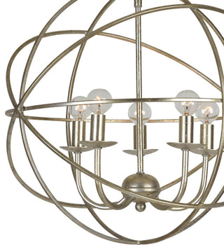Crystorama Lighting Group 9224 Solaris 5 Light 17"W Cage Pendant - Olde Silver