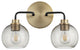 Quorum 572-2-6980 Two Light Vanity, Black w Aged Brass Finish