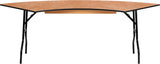 7.25'.x2.5'. Serpentine Wood Folding Banquet Table
