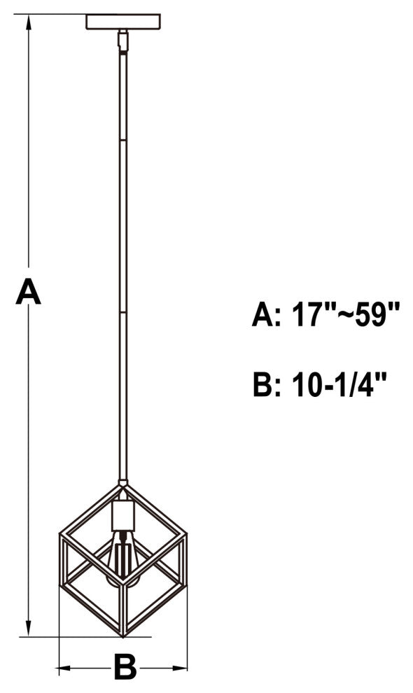 Vaxcel Lighting P0401 Deering 10"W Cube Pendant - Matte Black / Satin Brass