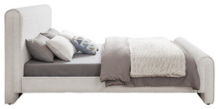 Stylus Black Boucle Fabric Full Bed, Cream, Queen