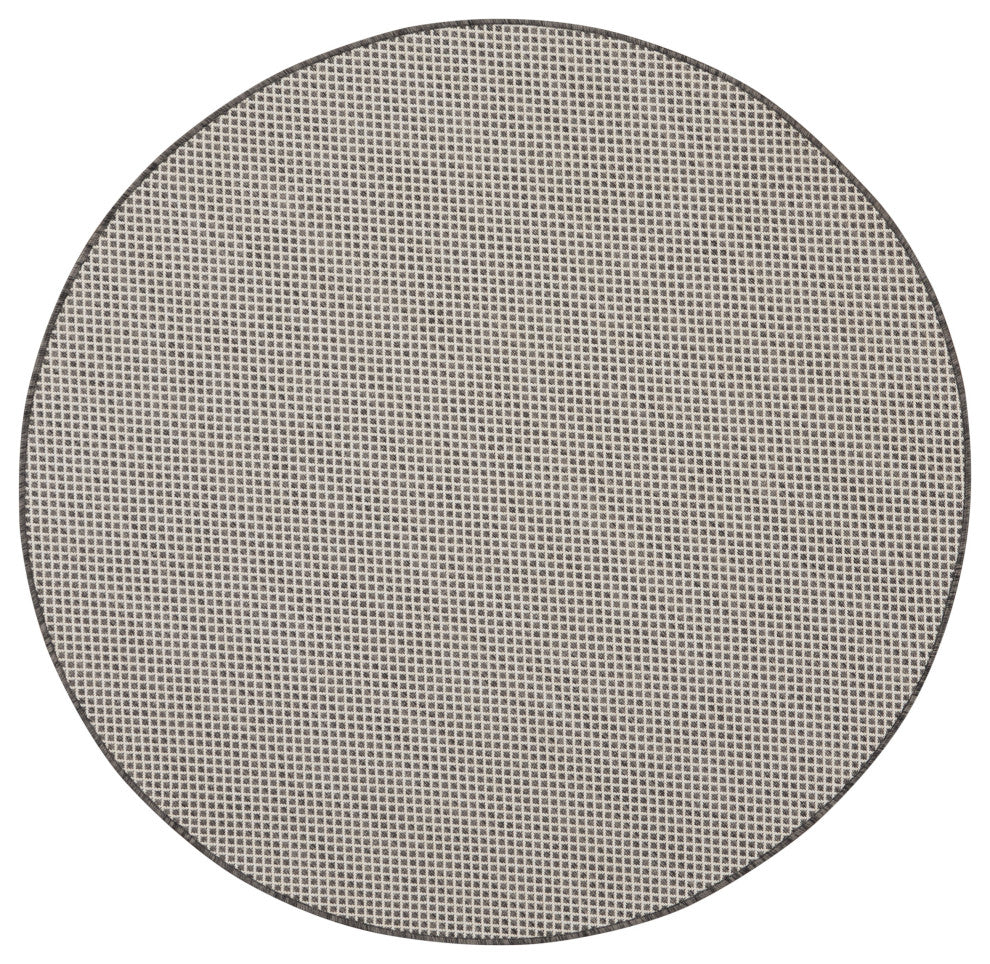 Nourison Courtyard 5' x Round Ivory/Charcoal Modern Rug