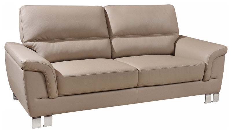 118" Modern Beige Leather Sofa Set