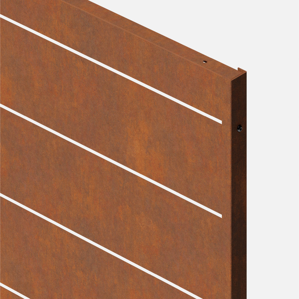 Alta Corten Steel Decorative Screen With Stand, Linear