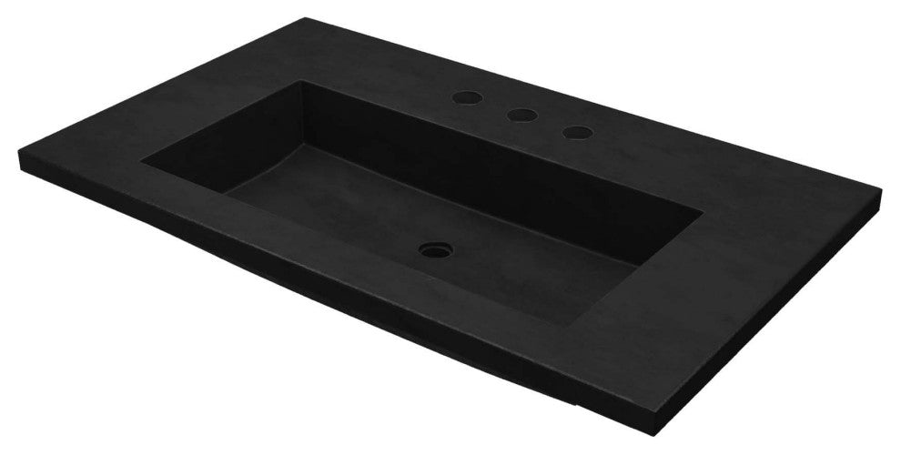36" Capistrano Vanity Top with Integral Sink, Charcoal, 8" Widespread Faucet