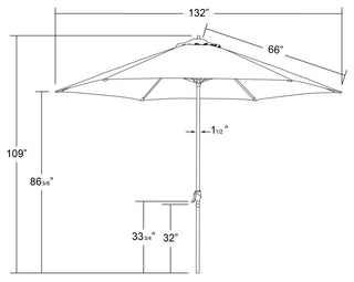 Astella 11' Round Table Patio Umbrella, Auto Crank Lift, Polyester, Brick
