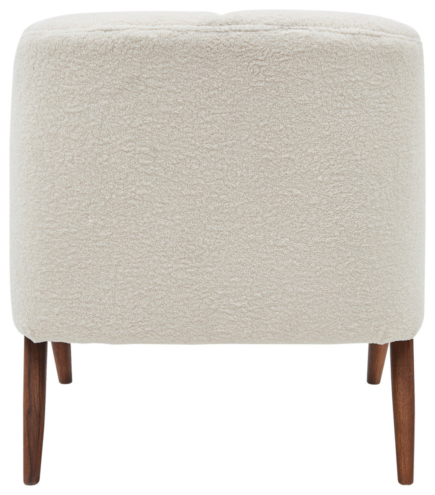 Florence Fabric Accent Chair Brown Legs, Shearling Beige