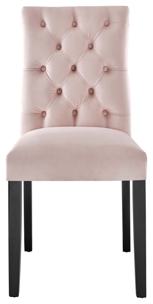 Side Dining Chair, Set of 2, Pink, Velvet, Modern, Cafe Bistro Hospitality