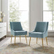 Side Dining Chair, Set of 2, Velvet, Metal, Blue, Modern, Cafe Bistro Restaurant