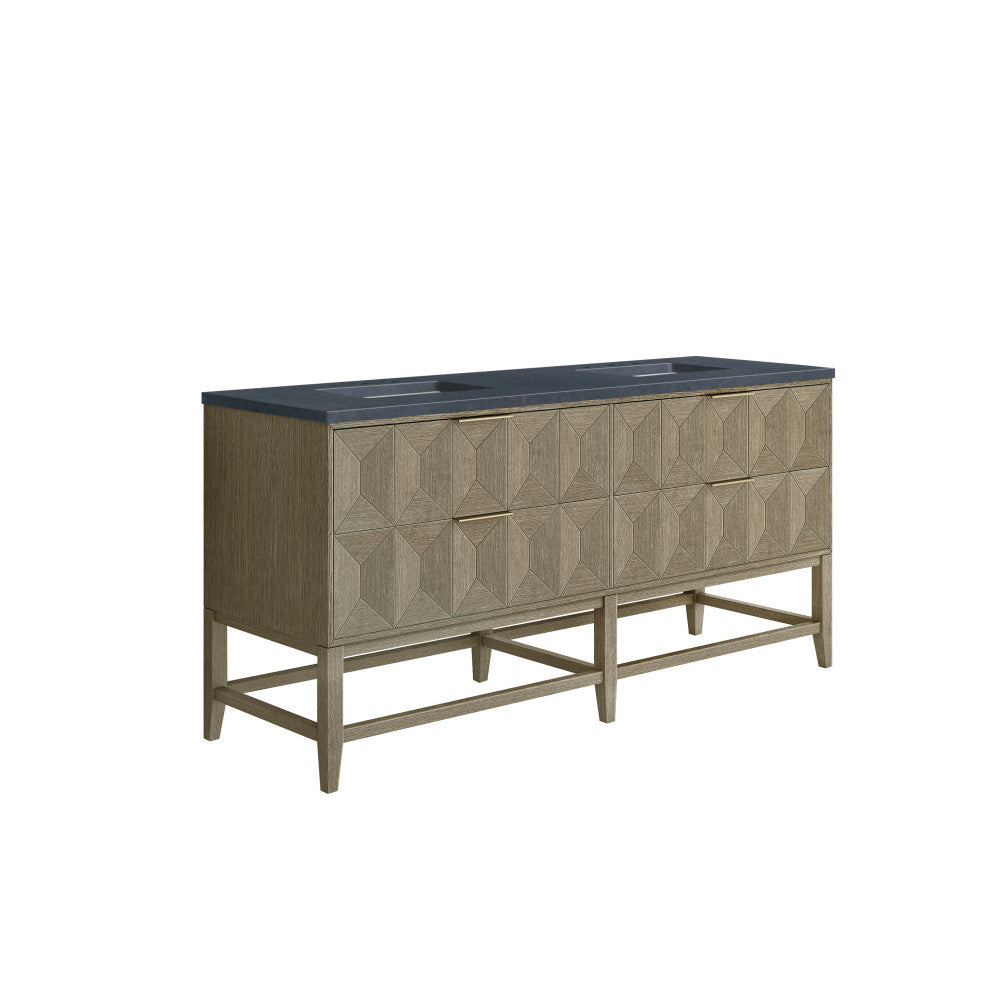 Emmeline 72" Double Vanity, Pebble Oak, Charcoal Soapstone