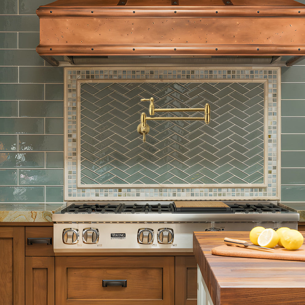 Copper Pot Filler Kitchen Faucet Wall-Mounted, Brushed Gold