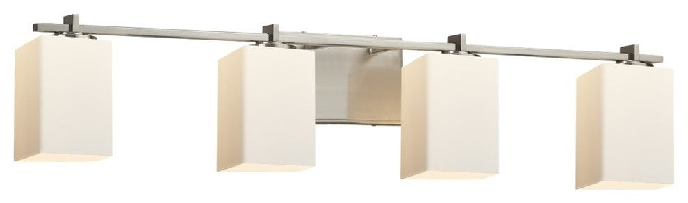 Fusion Era 4-Light Bath Bar, Square/Flat, Nickel, Opal, LED