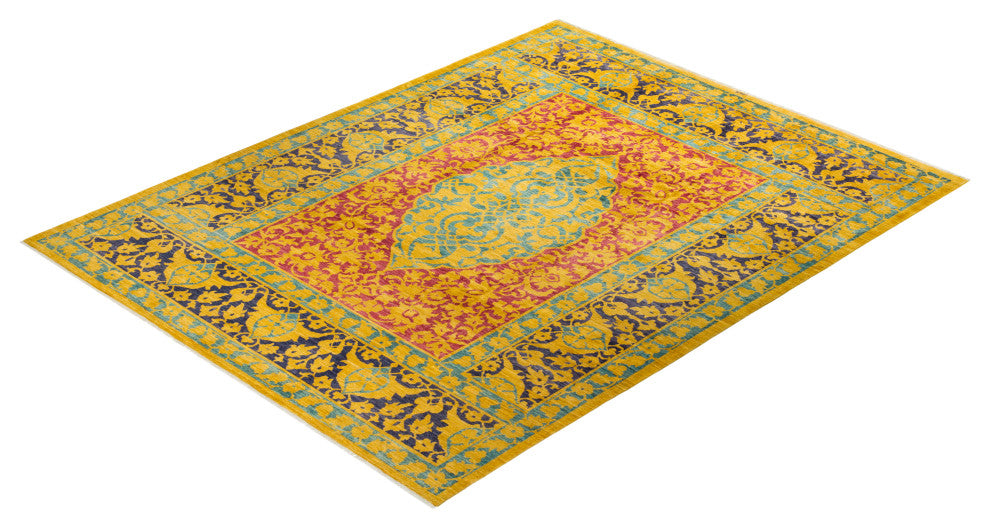 Eclectic, Hand-Knotted Area Rug, 9'3"x11'9", Yellow