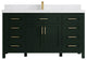 Cambridge 60 Single Bathroom Vanity in Dark Forest Green 2" Empira Quartz